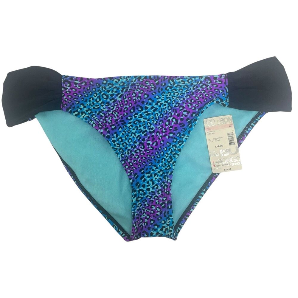 Bongo Juniors Size L Swim Bikini Bottom Multicolor Leopard Shirred Hipster NWT